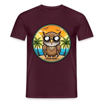 Eule Lustige Cartoon Sommer Strand Sonnenbrille Aufkleber - Männer T-Shirt - Ziegelrot - Vorne - AI Model Male 178 light (178cm)