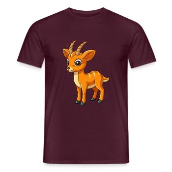 Antilope Niedliche Maskottchen Zeichentrickfigur Kawaii - Männer T-Shirt - Ziegelrot - Vorne - AI Model Male 178 light (178cm)