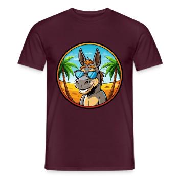 Esel Lustige Cartoon Sommer Strand Sonnenbrille Cool - Männer T-Shirt - Ziegelrot - Vorne - AI Model Male 178 light (178cm)