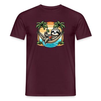 Paresseux dans un hamac - T-shirt homme - rouge brique - Devant - AI Model Male 178 light (178cm)