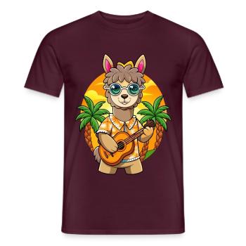 Funny Alpaca Cartoon Summer Beach Sunglasses - Men's T-Shirt - brick red - Front - AI Model Male 178 light (178cm)
