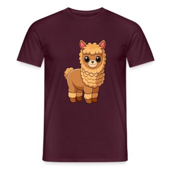 Alpaka Niedliche Maskottchen Zeichentrickfigur Kawaii - Männer T-Shirt - Ziegelrot - Vorne - AI Model Male 178 light (178cm)
