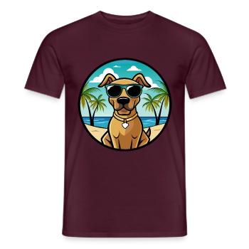 Black Mouth Cur Dog Breed Cartoon Sunglasses Beach - Men's T-Shirt - brick red - Front - AI Model Male 178 light (178cm)
