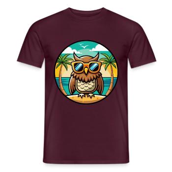 Eule Lustige Cartoon Sommer Strand Sonnenbrille Aufkleber - Männer T-Shirt - Ziegelrot - Vorne - AI Model Male 178 light (178cm)