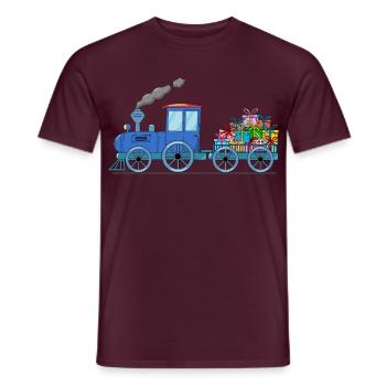 Kinderzug Eisenbahn mit Anhänger in blau - Männer T-Shirt - Ziegelrot - Vorne - AI Model Male 178 light (178cm)
