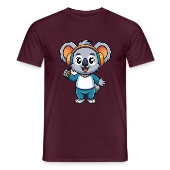 Koala Lustige Cartoon Figur Kopfhörer Musik - Männer T-Shirt - Ziegelrot - Vorne - AI Model Male 178 light (178cm)