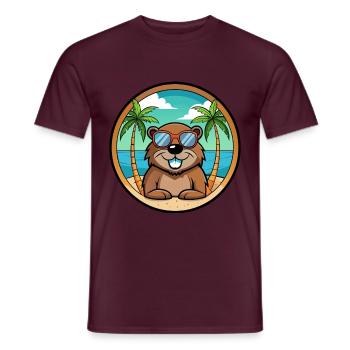 Biber Lustige Cartoon Sommer Strand Sonnenbrille Cool - Männer T-Shirt - Ziegelrot - Vorne - AI Model Male 178 light (178cm)