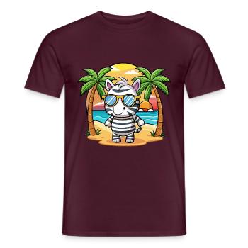 Zebra Lustige Cartoon Sommer Strand Sonnenbrille - Männer T-Shirt - Ziegelrot - Vorne - AI Model Male 178 light (178cm)