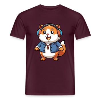 Meerschweinchen Lustige Zeichentrickfigur Kopfhörer Musik - Männer T-Shirt - Ziegelrot - Vorne - AI Model Male 178 light (178cm)