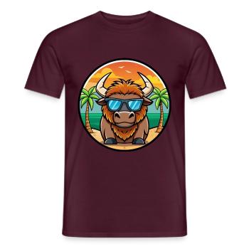 Bison Lustige Cartoon Sommer Strand Sonnenbrille Cool - Männer T-Shirt - Ziegelrot - Vorne - AI Model Male 178 light (178cm)