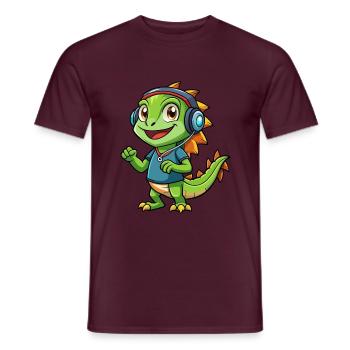 Leguan Lustige Zeichentrickfigur Kopfhörer Musik - Männer T-Shirt - Ziegelrot - Vorne - AI Model Male 178 light (178cm)