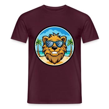 Lion Funny Cartoon Summer Beach Sunglasses Sticker - Men's T-Shirt - brick red - Front - AI Model Male 178 light (178cm)
