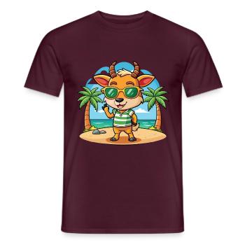 Antelope Funny Cartoon Summer Beach Sunglasses - Men's T-Shirt - brick red - Front - AI Model Male 178 light (178cm)