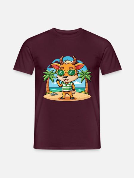 Antelope Funny Cartoon Summer Beach Sunglasses - Men's T-Shirt - brick red