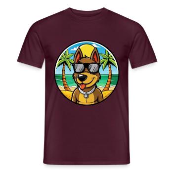 Deutscher Jagdterrier Hunderasse Cartoon Beach - Männer T-Shirt - Ziegelrot - Vorne - AI Model Male 178 light (178cm)