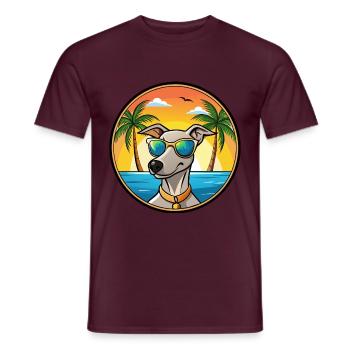 Lurcher Hunderasse Cartoon Sonnenbrille Strand - Männer T-Shirt - Ziegelrot - Vorne - AI Model Male 178 light (178cm)