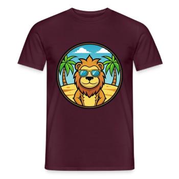 Lion Funny Cartoon Summer Beach Sunglasses Sticker - Men's T-Shirt - brick red - Front - AI Model Male 178 light (178cm)