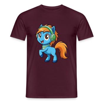 Pony Lustige Zeichentrickfigur Kopfhörer Musik - Männer T-Shirt - Ziegelrot - Vorne - AI Model Male 178 light (178cm)