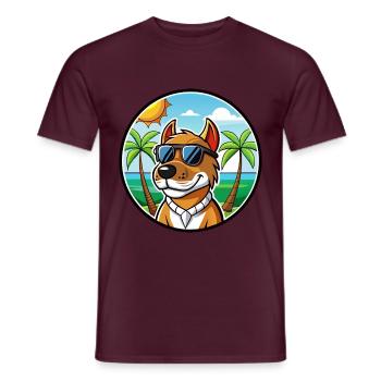 Norwegischer Windhund Dunker Hunderasse Cartoon Strand - Männer T-Shirt - Ziegelrot - Vorne - AI Model Male 178 light (178cm)