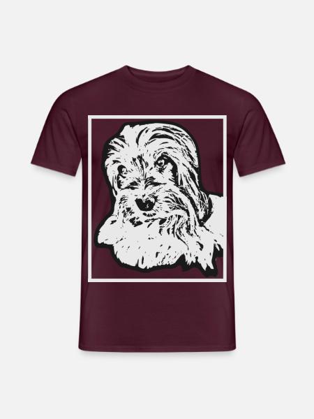 Biewer Terrier Hundeportrait Zeichnung - Männer T-Shirt - Ziegelrot