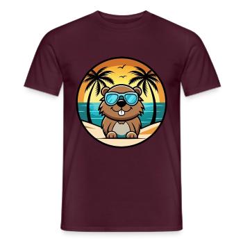 Biber Lustige Cartoon Sommer Strand Sonnenbrille Cool - Männer T-Shirt - Ziegelrot - Vorne - AI Model Male 178 light (178cm)