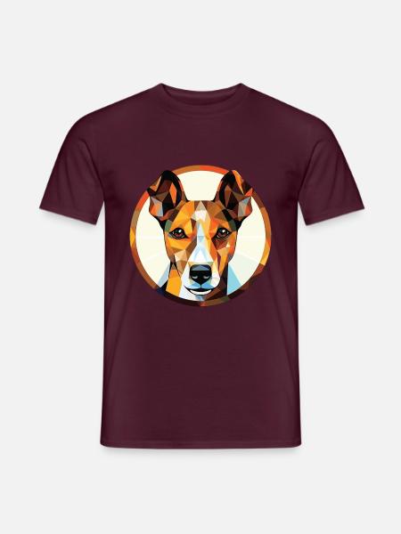 Glatte Foxterrier-Hunderasse buntes Aquarell - Männer T-Shirt - Ziegelrot