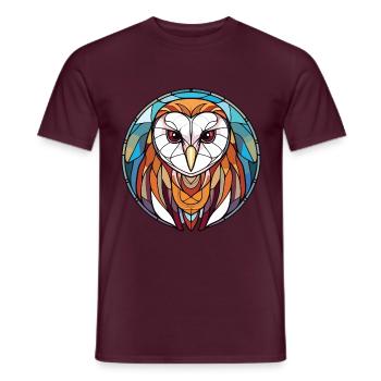 Schleiereule Bunte Aquarell-Tierillustration - Männer T-Shirt - Ziegelrot - Vorne - AI Model Male 178 light (178cm)