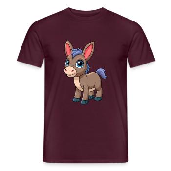 Esel Niedliche Maskottchen Zeichentrickfigur Kawaii - Männer T-Shirt - Ziegelrot - Vorne - AI Model Male 178 light (178cm)