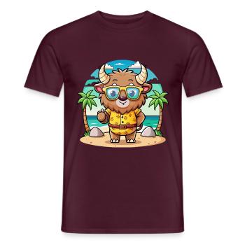 Bison Lustige Cartoon Sommer Strand Sonnenbrille - Männer T-Shirt - Ziegelrot - Vorne - AI Model Male 178 light (178cm)