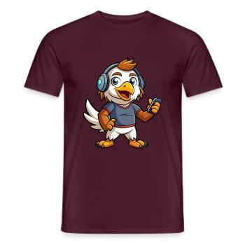 Adler Lustige Zeichentrickfigur Kopfhörer Musik - Männer T-Shirt - Ziegelrot - Vorne - AI Model Male 178 light (178cm)