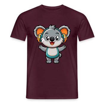 Koala Lustige Zeichentrickfigur Kopfhörer Musik - Männer T-Shirt - Ziegelrot - Vorne - AI Model Male 178 light (178cm)