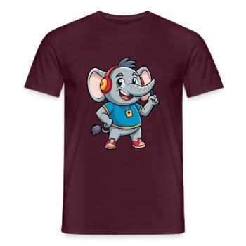 Elefant Lustige Zeichentrickfigur Kopfhörer Musik - Männer T-Shirt - Ziegelrot - Vorne - AI Model Male 178 light (178cm)