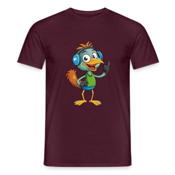 Emu Lustige Zeichentrickfigur Kopfhörermusik - Männer T-Shirt - Ziegelrot - Vorne - AI Model Male 178 light (178cm)