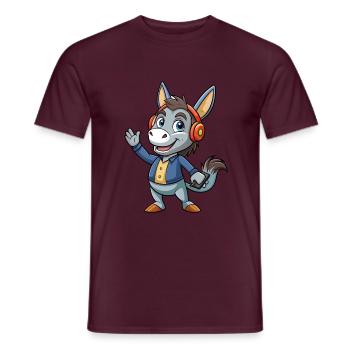Esel Lustige Cartoon Figur Kopfhörer Musik - Männer T-Shirt - Ziegelrot - Vorne - AI Model Male 178 light (178cm)