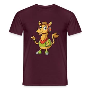 Kamel Lustige Cartoon Figur Kopfhörer Musik - Männer T-Shirt - Ziegelrot - Vorne - AI Model Male 178 light (178cm)
