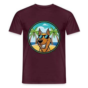 Jugoslawischer Windhund Hunderasse Cartoon Sonnenbrille Strand - Männer T-Shirt - Ziegelrot - Vorne - AI Model Male 178 light (178cm)