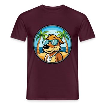 Poitevin Hound Hund Rasse Cartoon Sonnenbrille Strand - Männer T-Shirt - Ziegelrot - Vorne - AI Model Male 178 light (178cm)