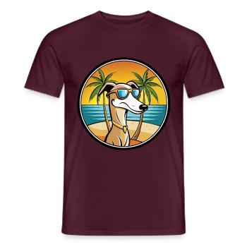 Alter kroatischer Windhund Hunderasse Cartoon Strand - Männer T-Shirt - Ziegelrot - Vorne - AI Model Male 178 light (178cm)