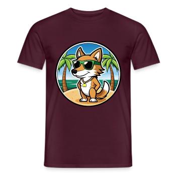 Italienisch Volpino Hund Rasse Cartoon Sonnenbrille Strand - Männer T-Shirt - Ziegelrot - Vorne - AI Model Male 178 light (178cm)