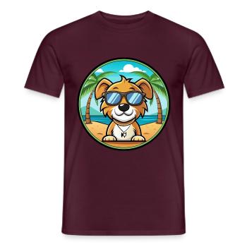 Kyi Leo Hunderasse Cartoon Sonnenbrille Strand - Männer T-Shirt - Ziegelrot - Vorne - AI Model Male 178 light (178cm)
