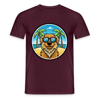 Friesische Wasserhundrasse Cartoon Sonnenbrille Strand - Männer T-Shirt - Ziegelrot - Vorne - AI Model Male 178 light (178cm)