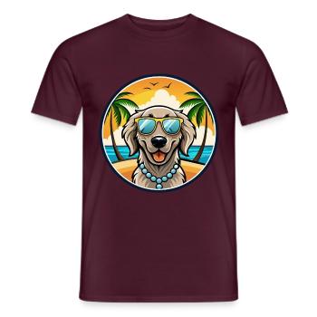 Flach beschichtete Retriever Hunderasse Cartoon Sonnenbrille - Männer T-Shirt - Ziegelrot - Vorne - AI Model Male 178 light (178cm)