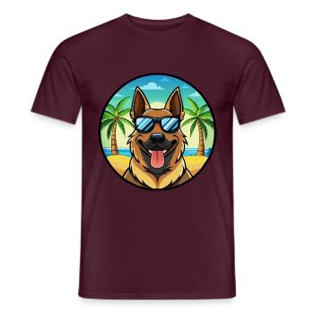 Berger d’Europe de l’Est Race Cartoon Beach - T-shirt homme - rouge brique - Devant - AI Model Male 178 light (178cm)