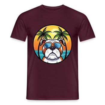 Bouledogue anglais race dessin animé lunettes de soleil plage - T-shirt homme - rouge brique - Devant - AI Model Male 178 light (178cm)