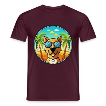 Dänische Broholmer Hunderasse Cartoon Sonnenbrille Strand - Männer T-Shirt - Ziegelrot - Vorne - AI Model Male 178 light (178cm)