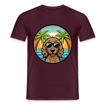 Lockig Beschichtet Retriever Hunderasse Cartoon Strand - Männer T-Shirt - Ziegelrot - Vorne - AI Model Male 178 light (178cm)