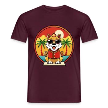 Chinesische kaiserliche Hunderasse Cartoon Sonnenbrille Strand - Männer T-Shirt - Ziegelrot - Vorne - AI Model Male 178 light (178cm)