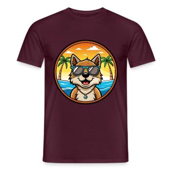 Volpino Italiano Hunderasse Cartoon Sonnenbrille Strand - Männer T-Shirt - Ziegelrot - Vorne - AI Model Male 178 light (178cm)
