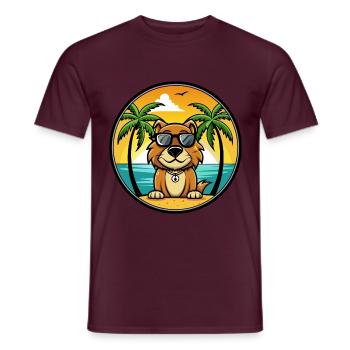 Smaland Hound Hund Rasse Cartoon Sonnenbrille Strand - Männer T-Shirt - Ziegelrot - Vorne - AI Model Male 178 light (178cm)