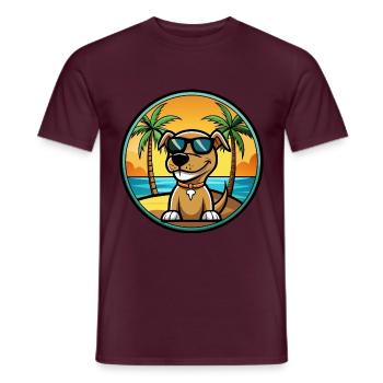 Sloughi Hunderasse Cartoon Sonnenbrille Strand - Männer T-Shirt - Ziegelrot - Vorne - AI Model Male 178 light (178cm)
